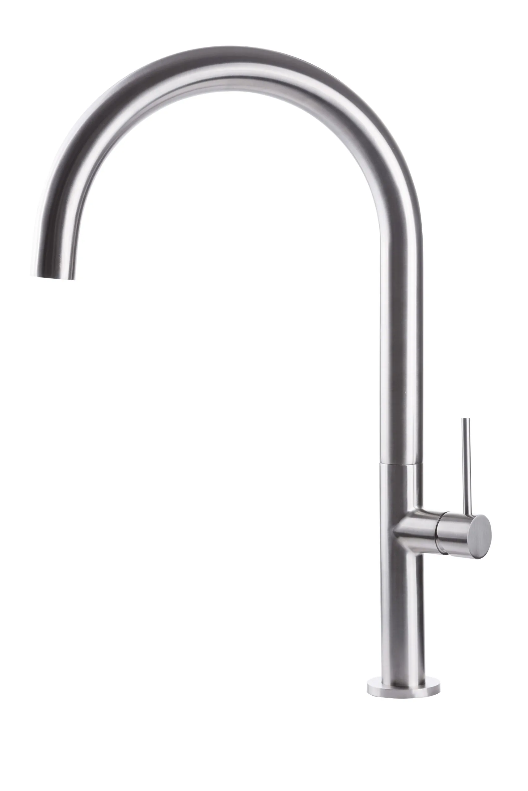 Sink mixer with round rotating stainless steel spout