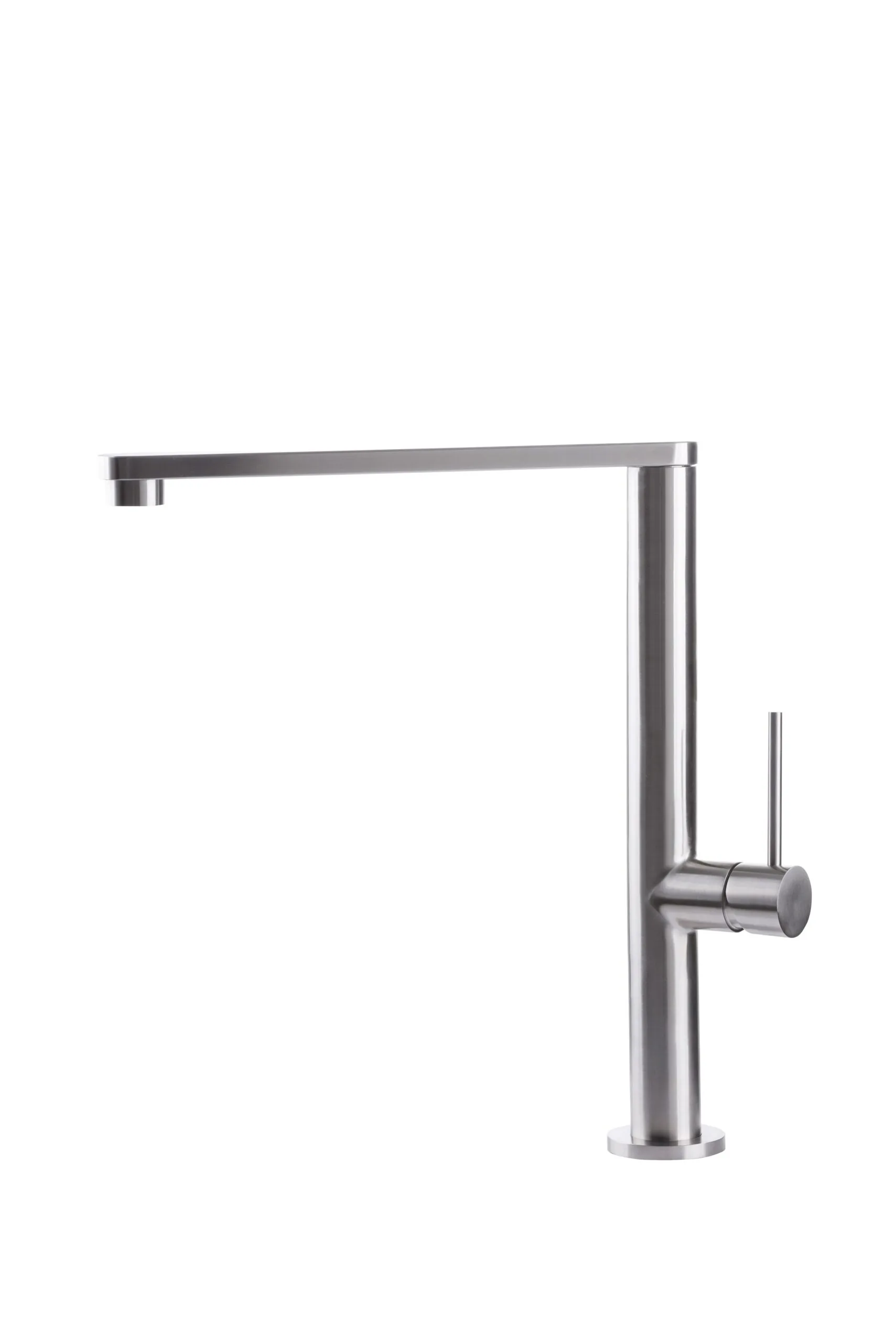 Sink mixer with flat stainless steel spout