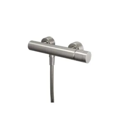 Exposed designer shower mixer in 316L stainless steel