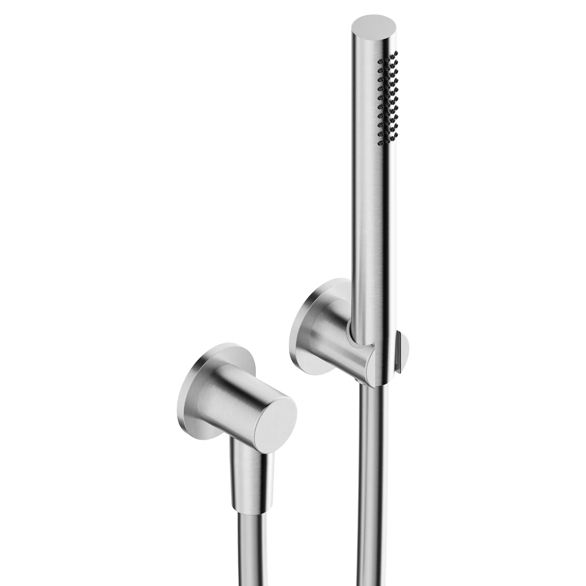 Shower kit: handset, hose, wall outlet and holder in 316L stainless steel