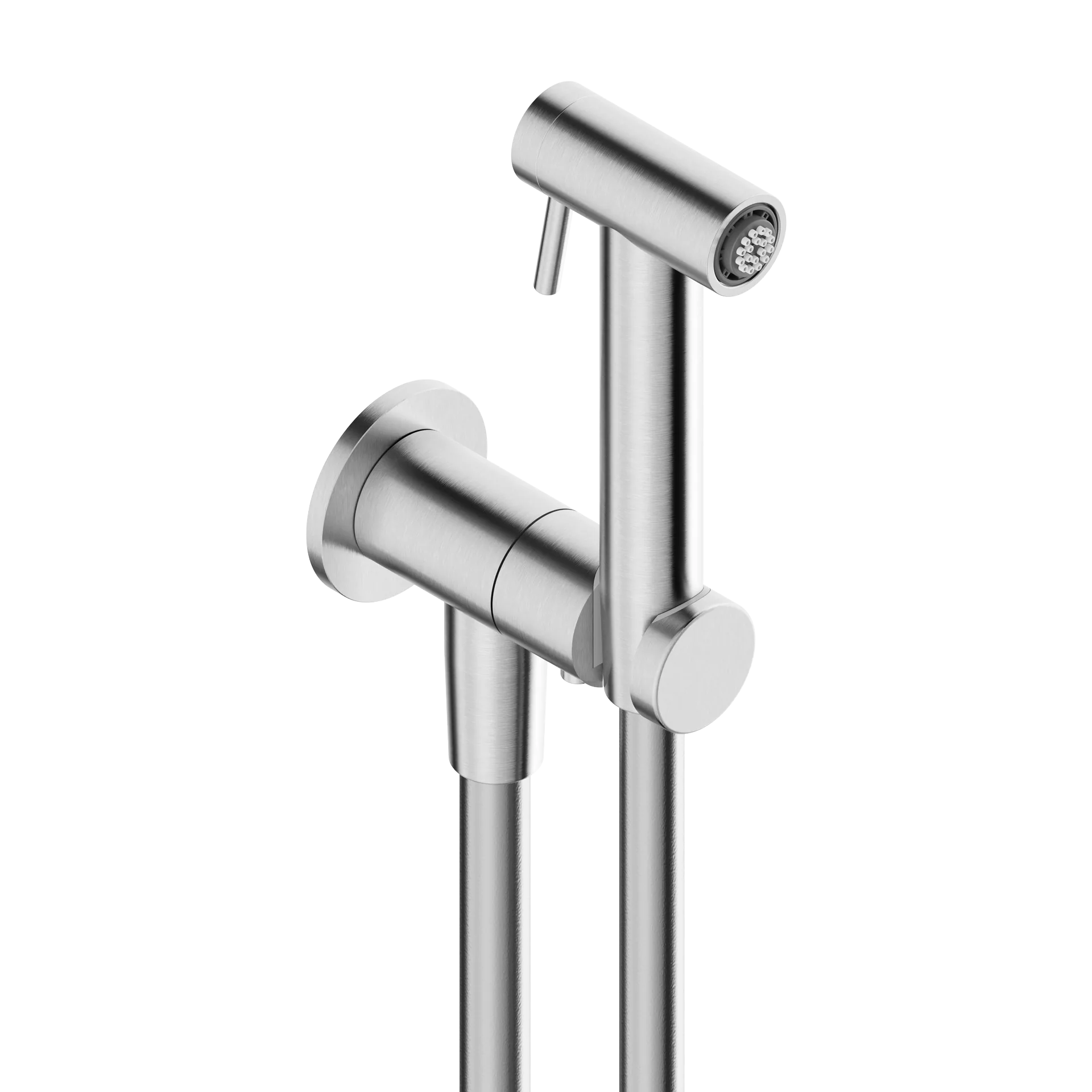 WC kit in 316L stainless steel with douche handset and wall outlet