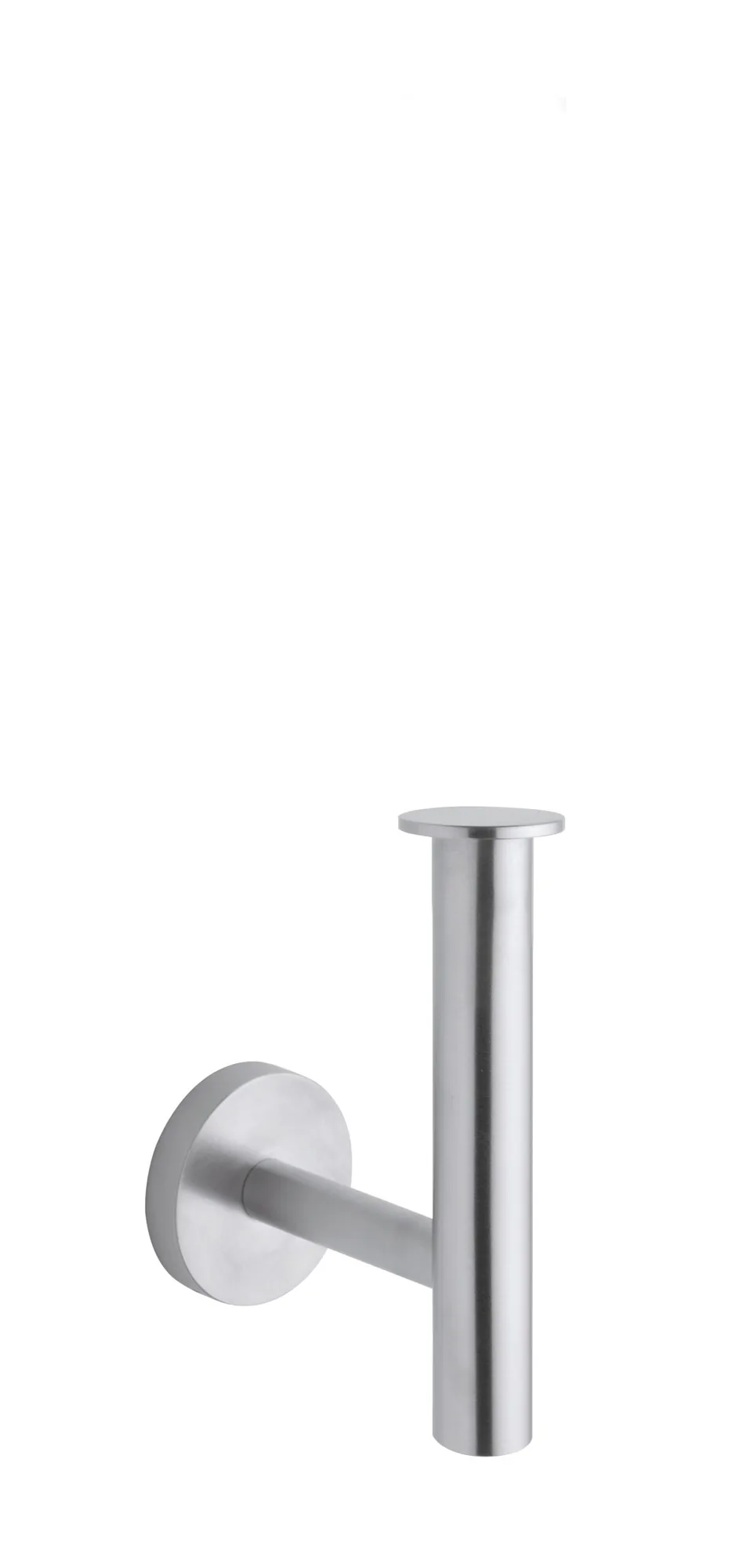 Vertical wall-mounted toilet roll holder in 316L stainless steel