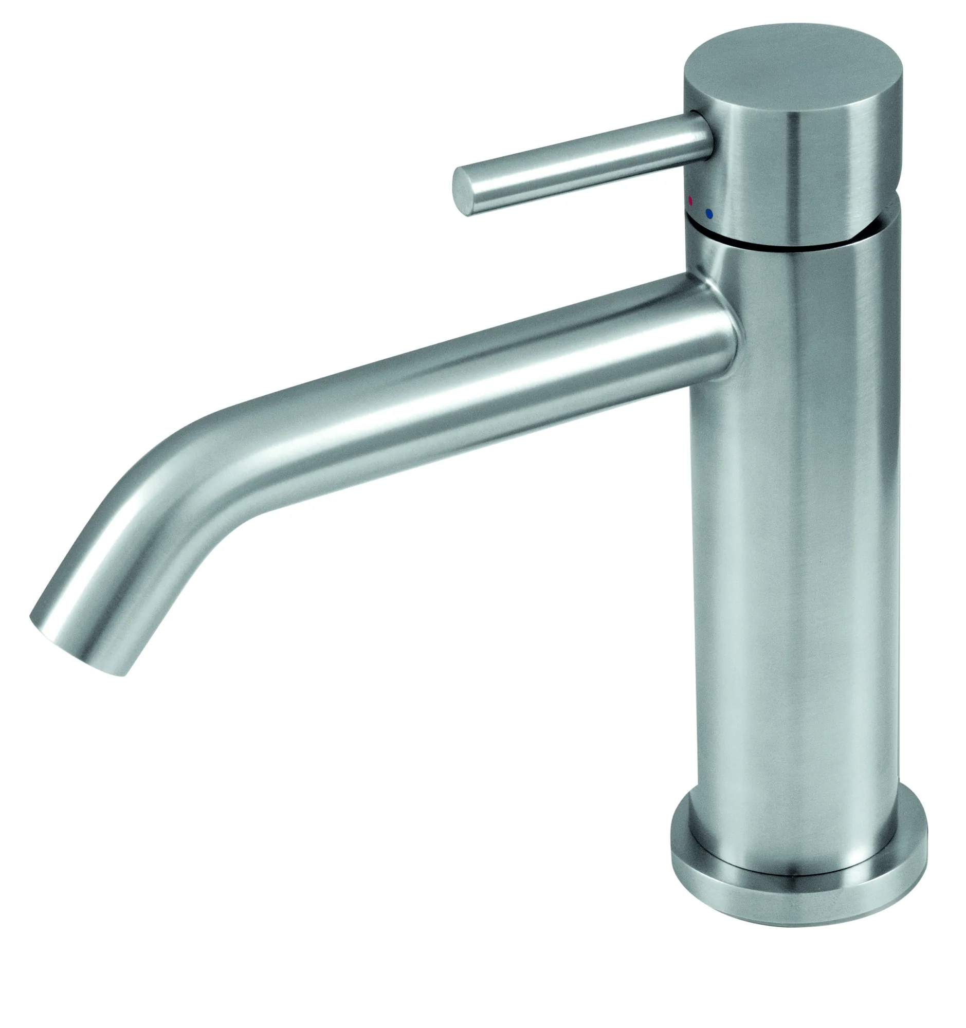 35 mm basin mixer tap without waste in brushed stainless steel