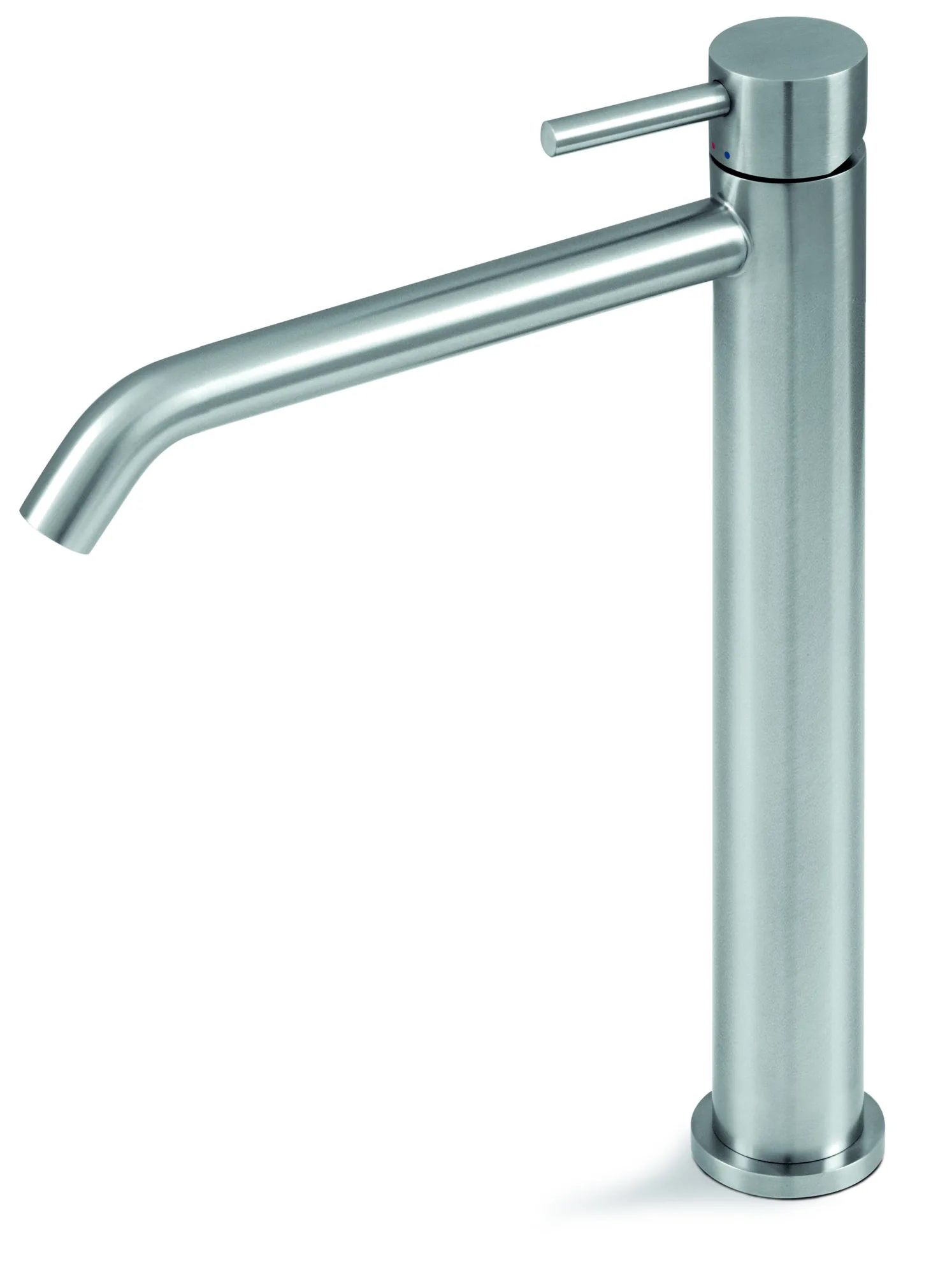35 mm tall basin mixer tap without waste in brushed stainless steel