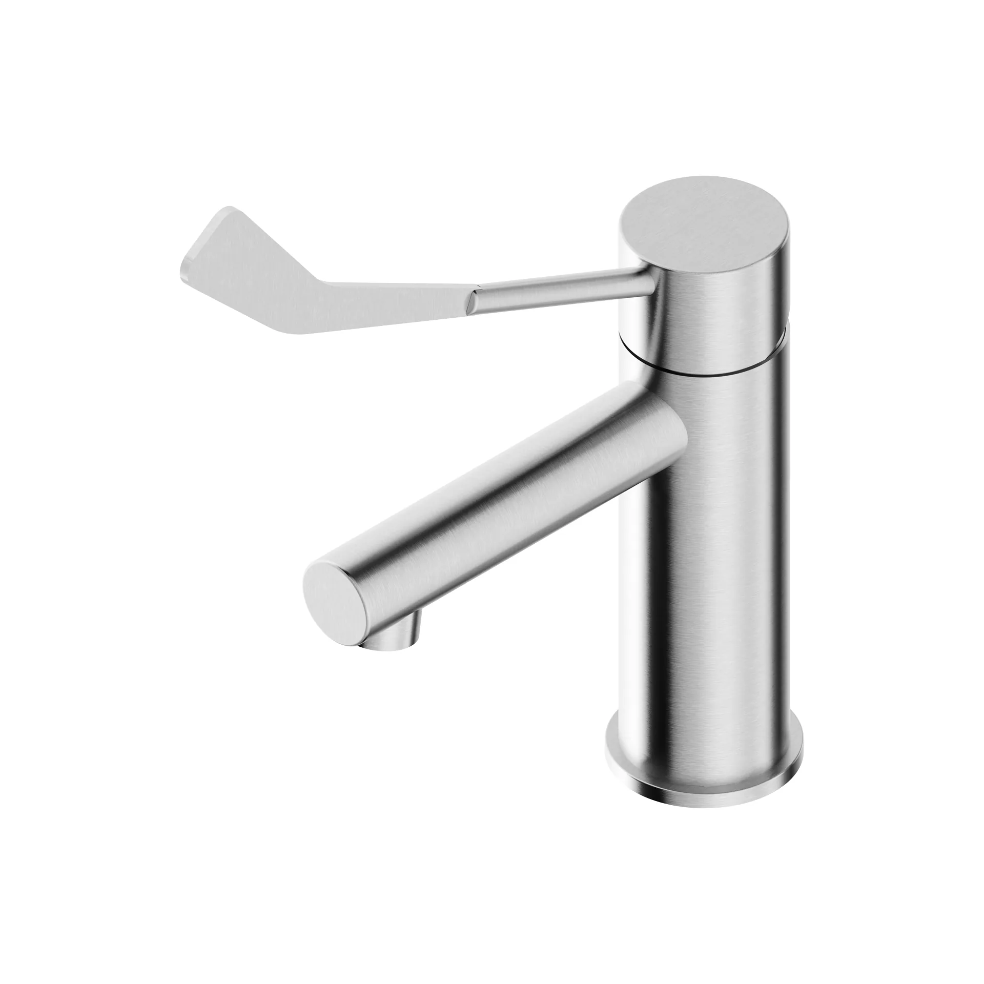 Basin mixer tap with clinical lever in 316L stainless steel