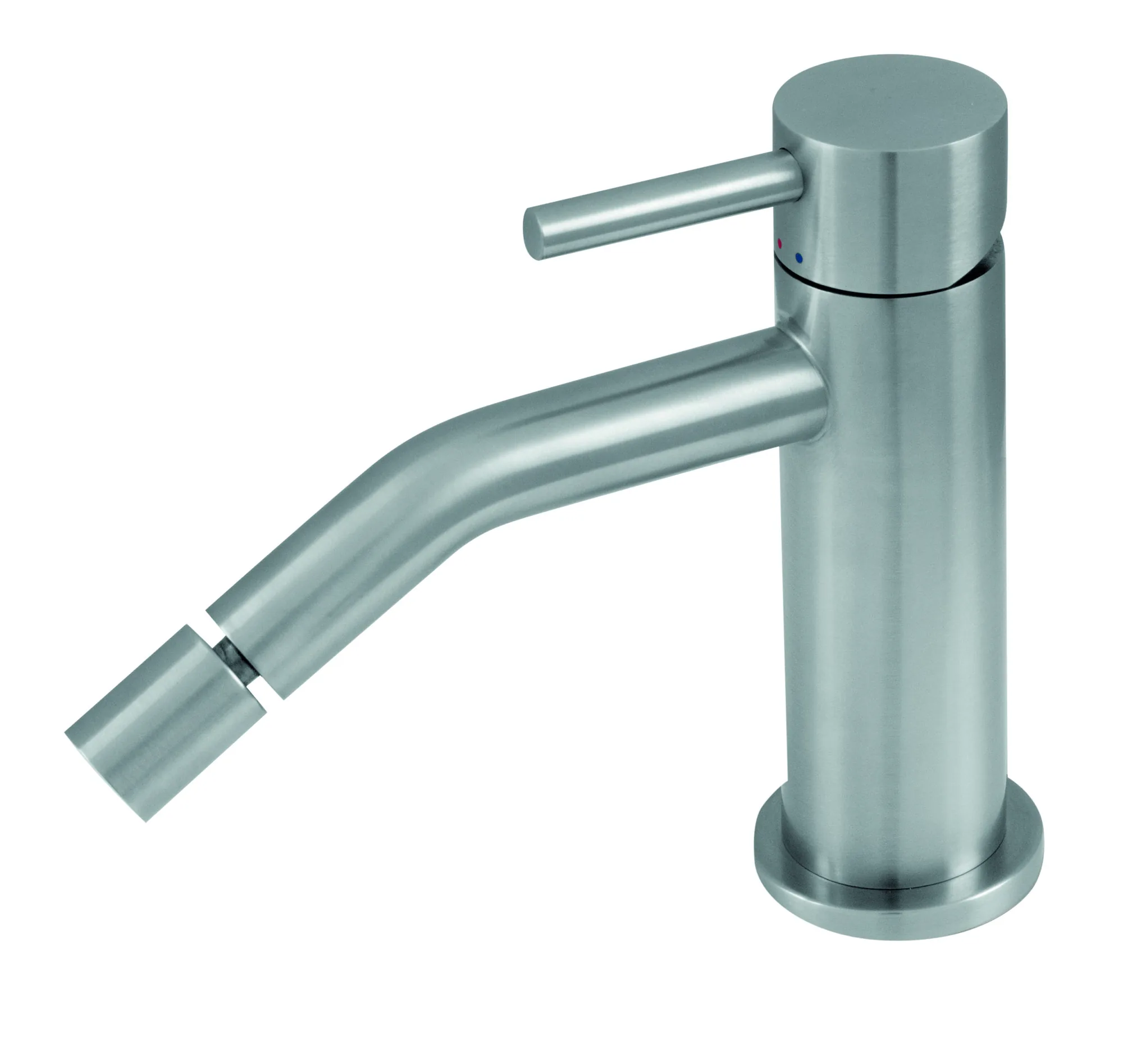 35 mm bidet mixer tap without waste in brushed stainless steel