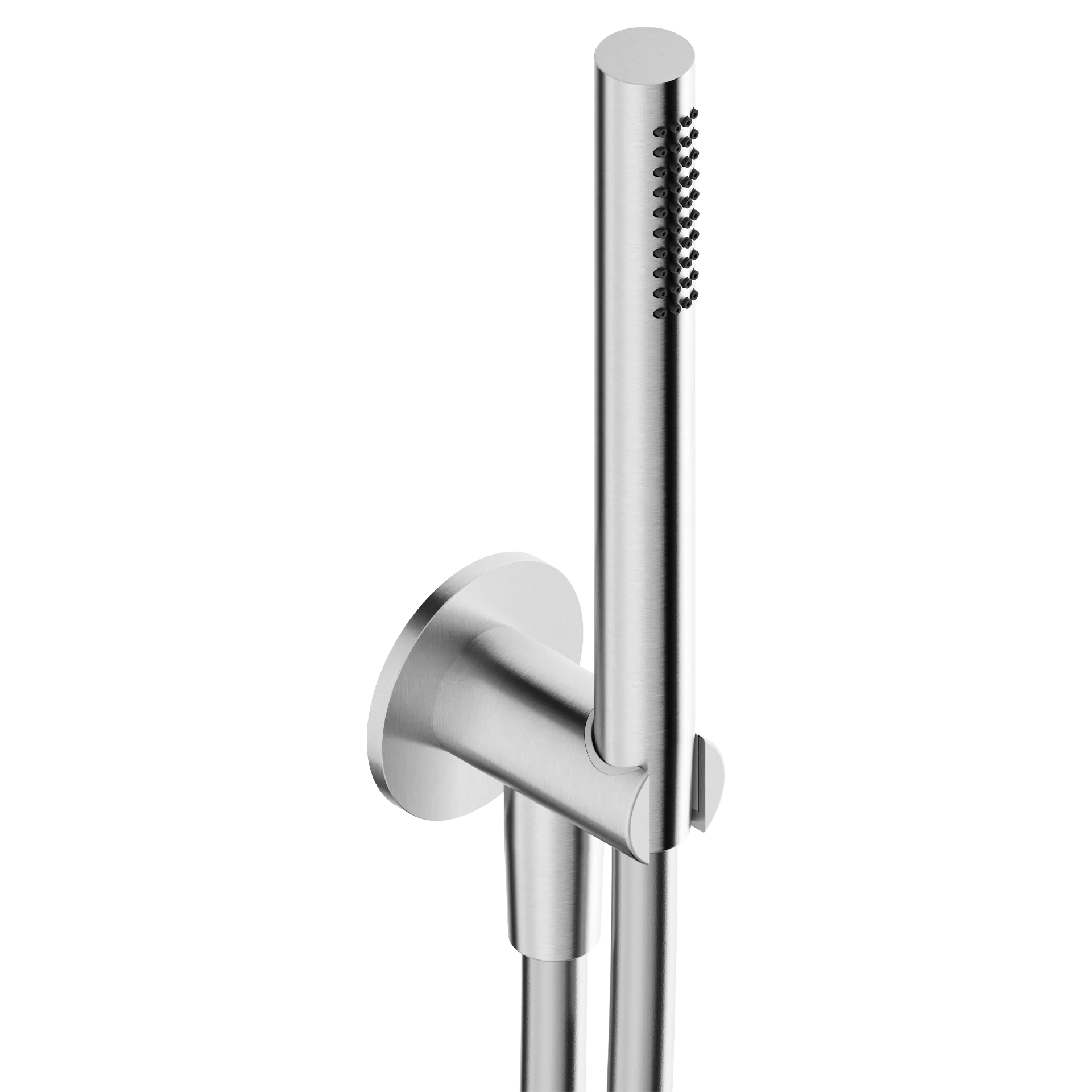 Shower kit in 316L stainless steel with 65 mm escutcheon and wall outlet