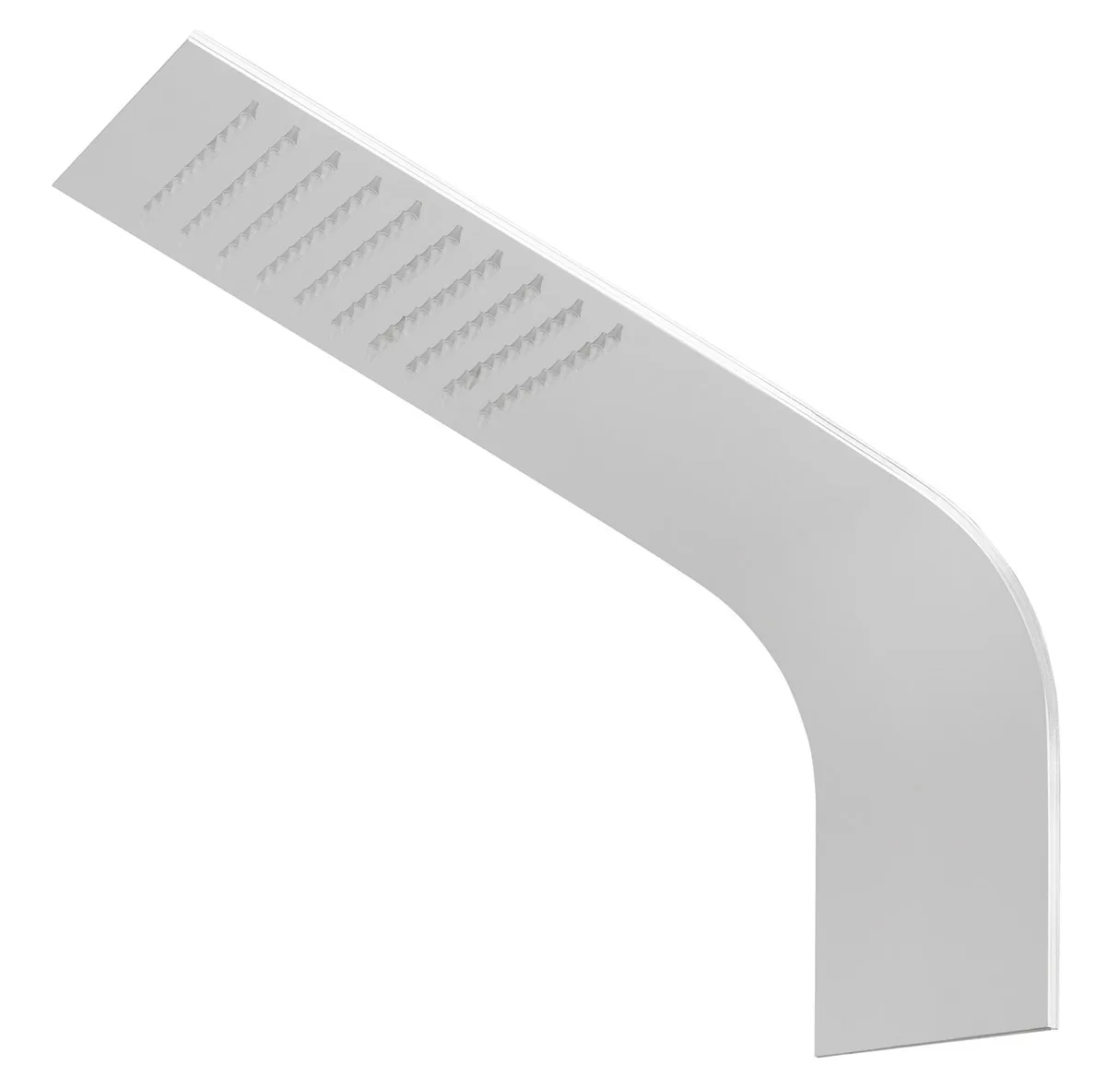 Slim rectangular angled wall shower head in stainless steel