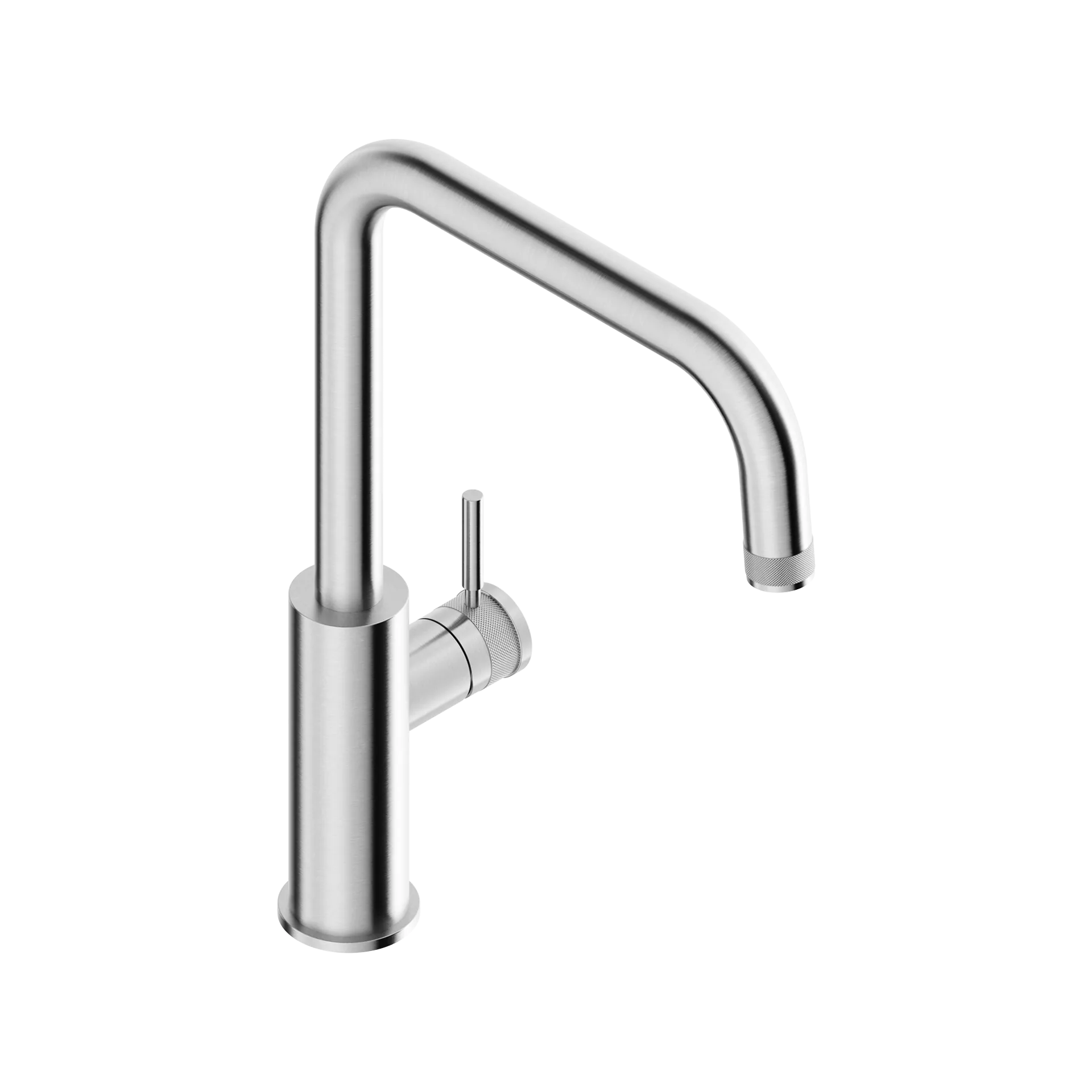 Bridge-spout kitchen mixer in 316L stainless steel with limescale-resistant aerator
