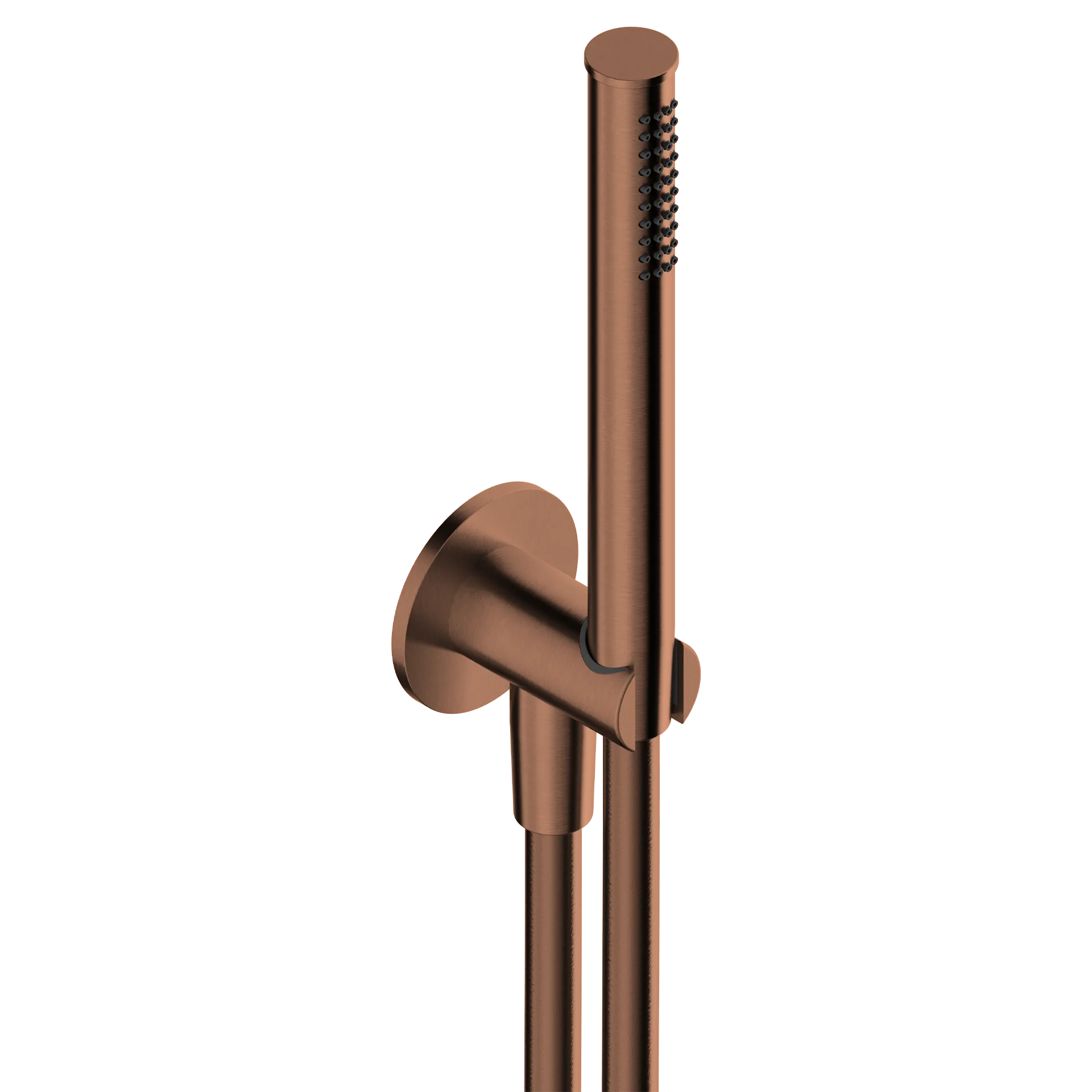 Shower set in 316L stainless steel with flexible hand shower, water inlet with shower holder.