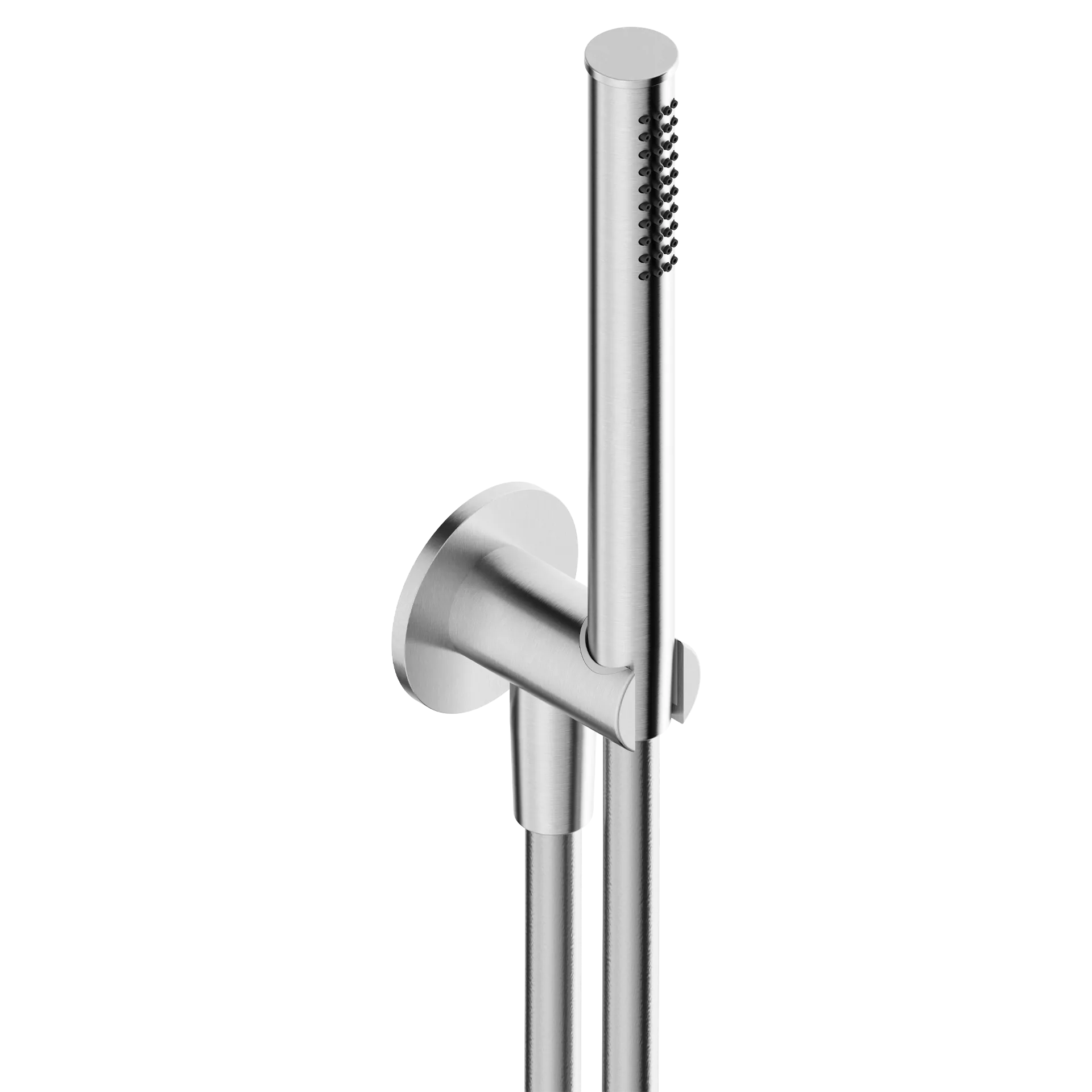 Shower set in 316L stainless steel with flexible hand shower, water inlet with shower holder.