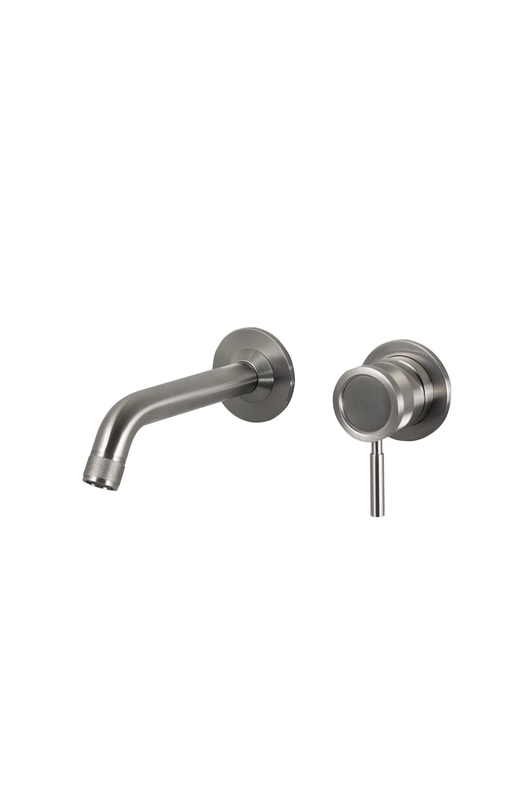 Recessed washbasin mixer in 316L stainless steel, 21 cm long spout