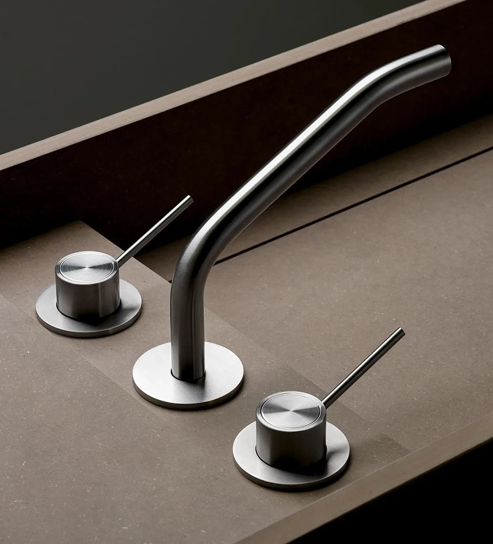 Slancio Three Hole Deck Mounted Basin Mixer Without Drain