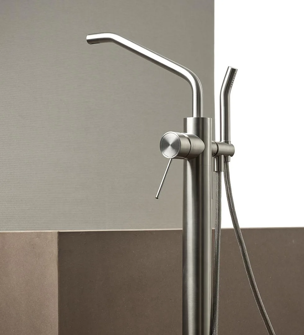 Slancio Freestanding Bath Filler Mixer With Handshower And Flexible Hose