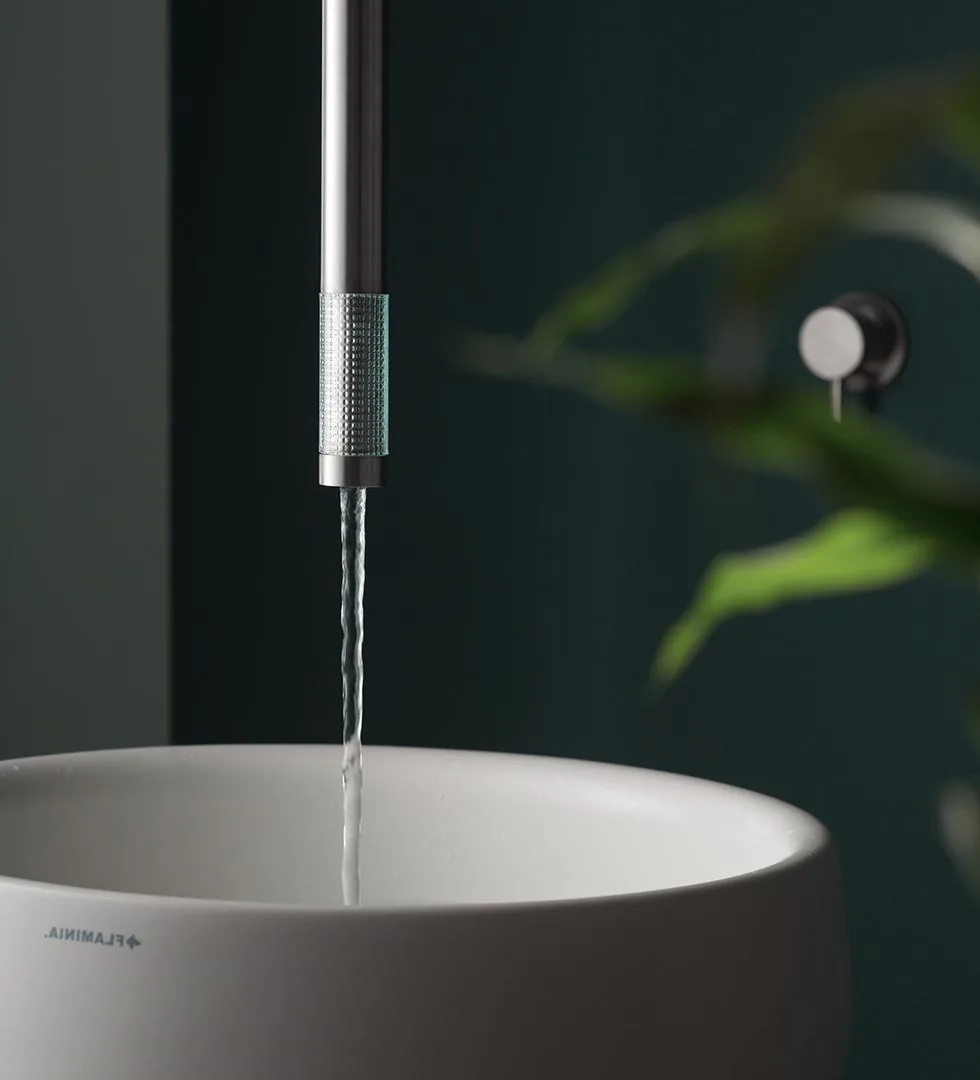 Naturale Ceiling Mounted Basin Spout with Glass Element