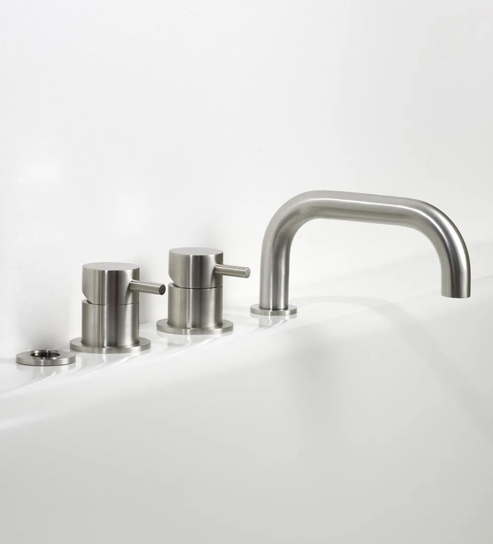 Limpido Deck Mounted Bath Set with Two Mixers and Hand Shower