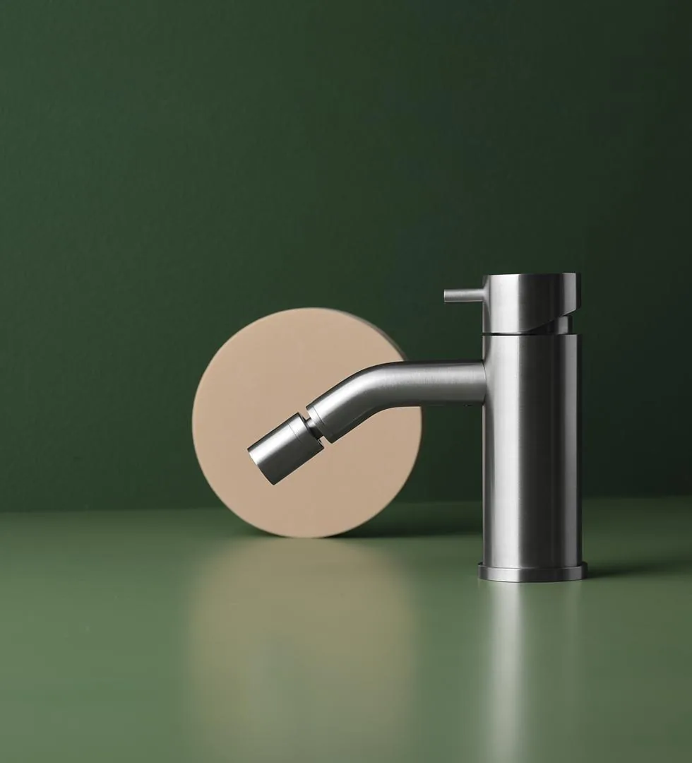 Alveo Deck Mounted Bidet Mixer without Drain, 316L Steel