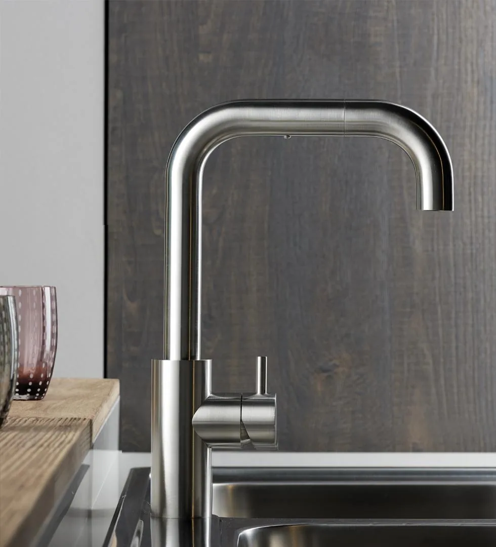 Preciso Deck Mounted Kitchen Sink Mixer with Pull Out Spout