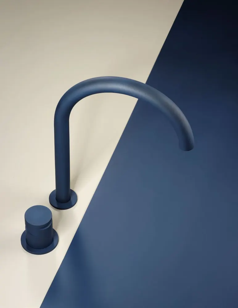 Fontea floor-standing bath filler in sweet blue